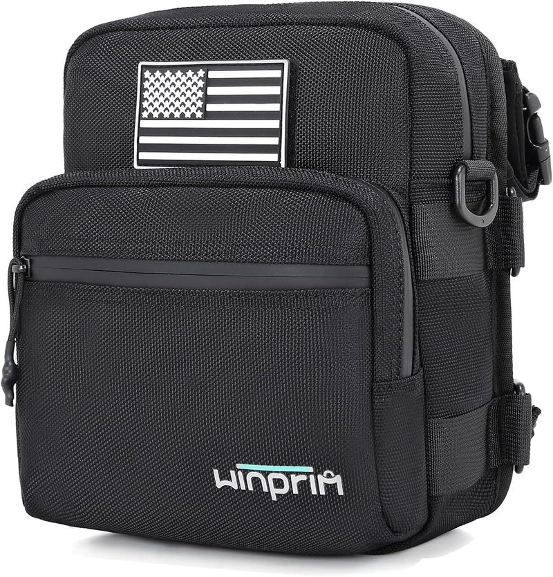 WINPRIM Handlebar Storage Bag for Bicycle Motorcycles - 1680D Waterproof Tool Storage Bag with Flag Patch, Multi-Purpose Front Fork & Crossbody Bag, Durable Small Pouch for Motorcycles - Image 1
